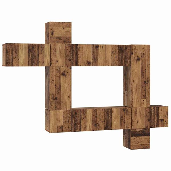 vidaXL TV-Schrankset Wandmontiert 10 pcs Altholz Holzwerkstoff