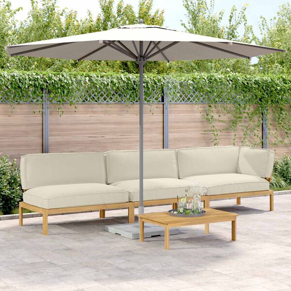 vidaXL Sofa Set mit Kissen Uni 4 pcs Creme Massivholz Akazie