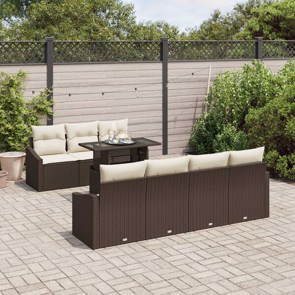 vidaXL Gartensofa-set mit Kissen 8 pcs Braun und Creme Poly-Rattan