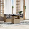 vidaXL 5-tlg. Garten-Sofagarnitur mit Kissen Beige Poly Rattan