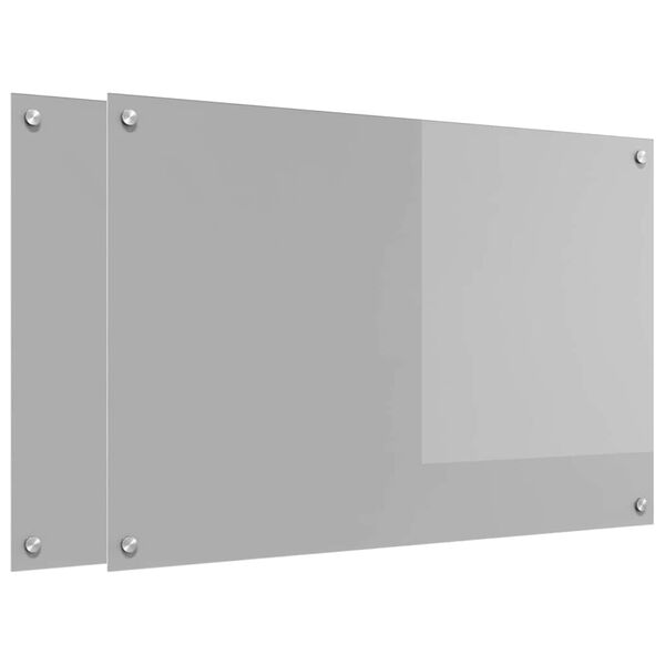 vidaXL K&uuml;chenr&uuml;ckwand 2 pcs Hellgrau 90 x 60 cm Geh&auml;rtetes Glas