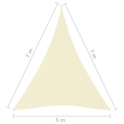 vidaXL Sonnensegel Oxford-Gewebe Dreieckig 5x7x7 m Creme
