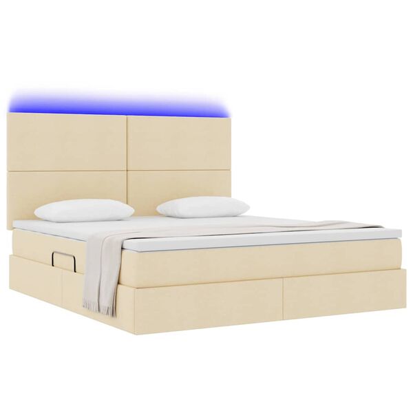 vidaXL Bett mit Stauraum und LED mit LED Creme 160 x 200 cm Polyester