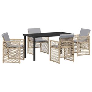 vidaXL Garten Essgruppe 5 pcs Beige Poly-Rattan