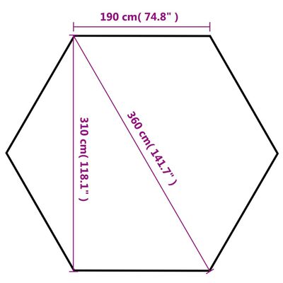 vidaXL Hexagonal Pop-Up Zelt mit 6 Seitenwänden Cremeweiß 3,6x3,1 m