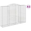 vidaXL Gabionen mit Hochbogen 3 Stk. 300x50x200/220cm Verzinktes Eisen