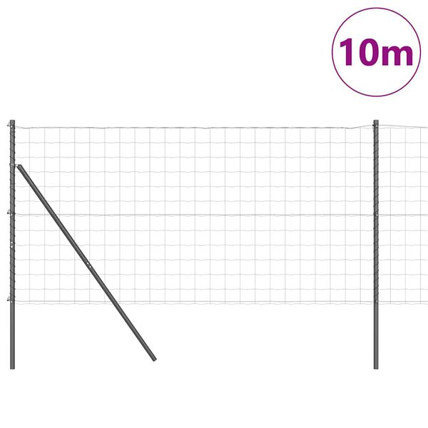 vidaXL Zaun mit Pfosten Grau 1,4 x 10 m Stahl und PVC