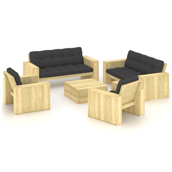 vidaXL 5-tlg. Garten-Lounge-Set mit Kissen Kiefernholz Impr&auml;gniert
