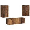 vidaXL TV-Wandregal-Set 4 Stk. Altholz Holzwerkstoff