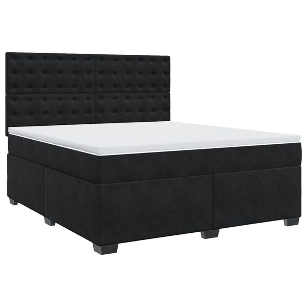 vidaXL Boxspringbett mit Matratze Schwarz 180x200 cm Samt
