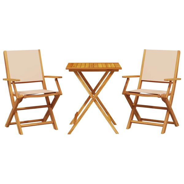 vidaXL 3-tlg. Bistro-Set Beige Stoff und Massivholz