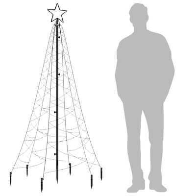 vidaXL LED-Weihnachtsbaum mit Erdnägeln Blau 200 LEDs 180 cm