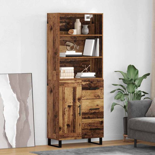 vidaXL Highboard Altholz 69,5 x 34 x 180 cm Holzwerkstoff