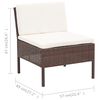 vidaXL 6-tlg. Garten-Lounge-Set mit Auflagen Poly Rattan Braun