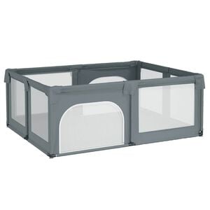 vidaXL Laufstall mit 2 T&uuml;ren Hellgrau Oxford-Gewebe