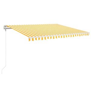 vidaXL Automatische Markise mit LED & Windsensor 400x350 Gelb/Wei&szlig;