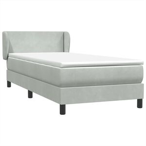 vidaXL Boxspringbett mit Matratze Hellgrau 90x210 cm Samt