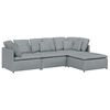 vidaXL Modulares Sofa mit Fu&szlig;hocker Kissen Stoff Hellgrau