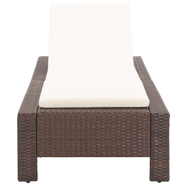 vidaXL Sonnenliege mit Auflage Braun Poly Rattan