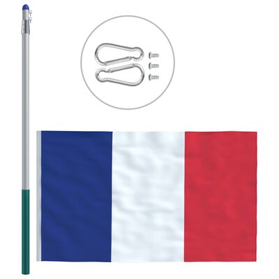 vidaXL Flagge Frankreichs und Mast Aluminium 6 m