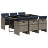vidaXL 7-teiliges Garten-Ess-Set mit Kissen, grau, Polyrattan