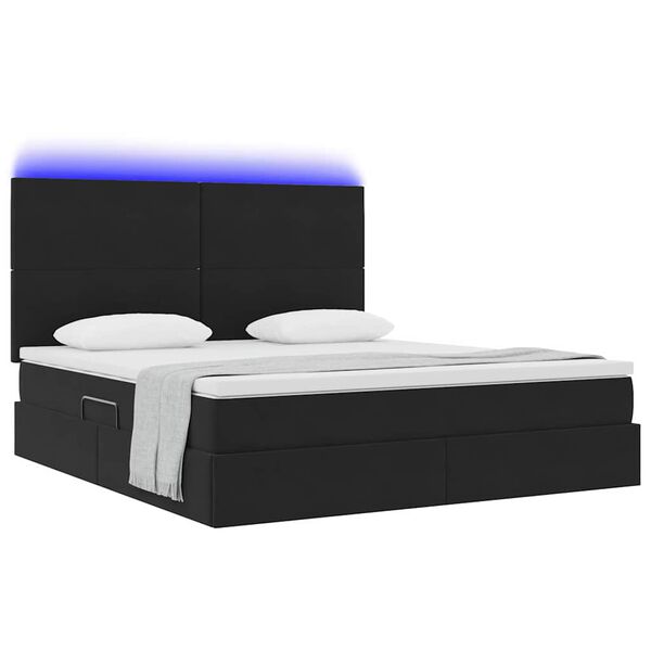 vidaXL Bett mit Stauraum und LED mit LED Schwarz 160 x 200 cm Samt