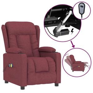 vidaXL Massagesessel Elektrisch Weinrot Stoff