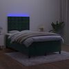 vidaXL Boxspringbett mit Matratze & LED Dunkelgr&uuml;n 120x200 cm Samt