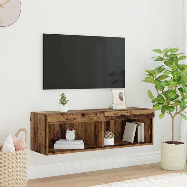 vidaXL TV-Schrankset mit LED Altholz 100 x 30 x 30 cm Holzwerkstoff