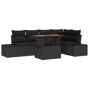 vidaXL Garten-Sofa-Set mit Speicher 6 pcs Schwarz Poly Rattan