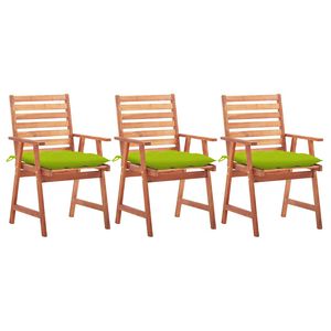 vidaXL Garten-Essst&uuml;hle 3 Stk. mit Kissen Massivholz Akazie