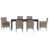 vidaXL Garten Essgruppe mit Kissen 7 pcs Grau Poly-Rattan