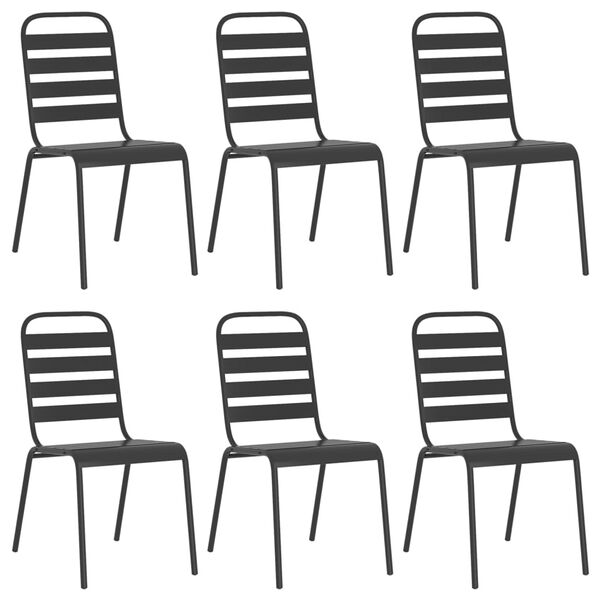 vidaXL 7-tlg. Garten-Essgruppe Anthrazit Stahl