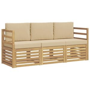 vidaXL Sofagarnituren 3 stk. Wei&szlig; und Beige Polyester