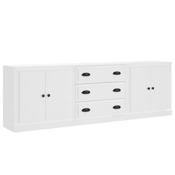vidaXL Sideboards 3 Stk. Wei&szlig; Holzwerkstoff