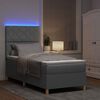 vidaXL LED Boxspringbett mit Matratze Hellgrau 100 x 200 cm Stoff