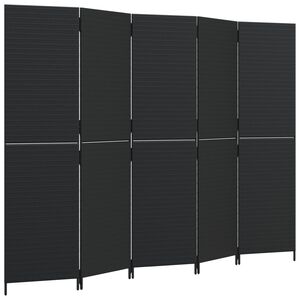 vidaXL Paravent 5-tlg. Schwarz Poly Rattan