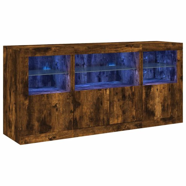 vidaXL Sideboard mit LED-Leuchten R&auml;uchereiche 142,5x37x67 cm