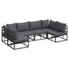 vidaXL Gartensofa-set mit Kissen 6 pcs Schwarz Aluminium