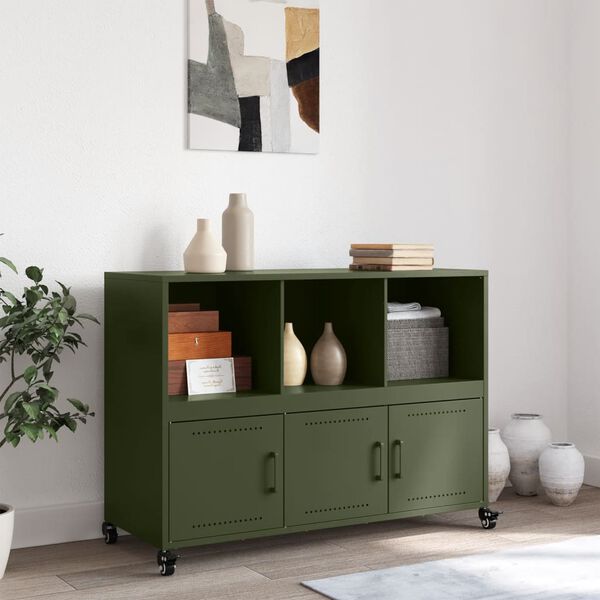vidaXL Sideboard Olivgr&uuml;n 100,5x39x72 cm Stahl