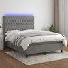 vidaXL Boxspringbett mit Matratze & LED Dunkelgrau 140x190 cm Stoff