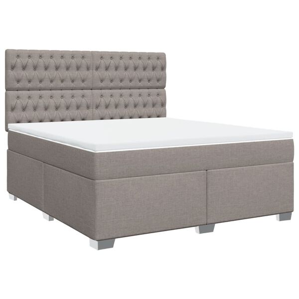 vidaXL Boxspringbett mit Matratze Taupe 180x200 cm Stoff