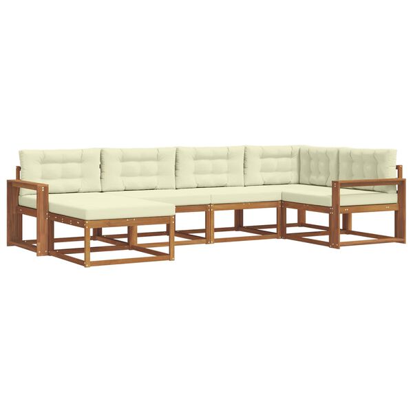 vidaXL Outdoor-Sofagarnitur mit Kissen 6 pcs Natur und Creme