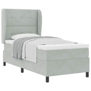 vidaXL Boxspringbett mit Matratze Hellgrau 200 x 80 cm Samt