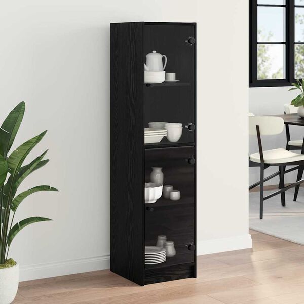 vidaXL Highboard Schwarz Eichen-Optik 35 x 37 x 142 cm Holzwerkstoff