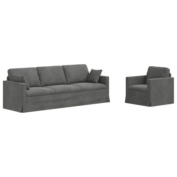 vidaXL Sofa Set 2 pcs Dunkelgrau 228 x 78 x 80 cm Samt