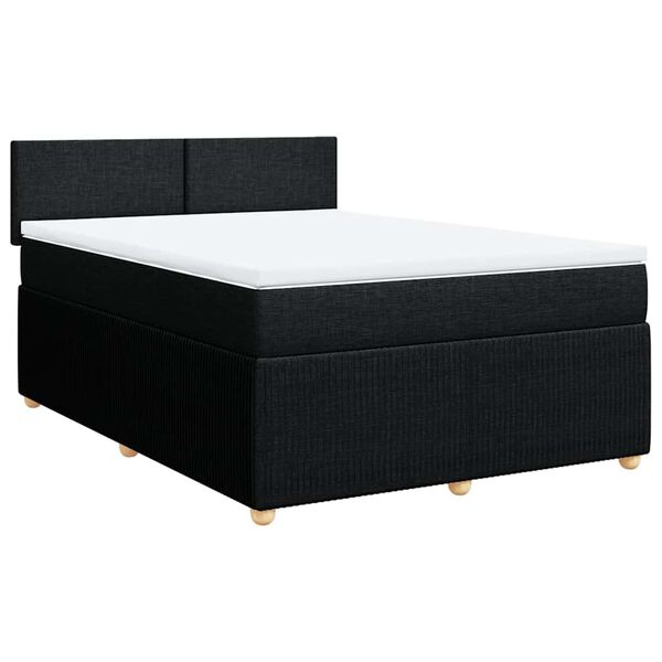 vidaXL Boxspringbett mit Matratze Schwarz 140x190 cm Stoff