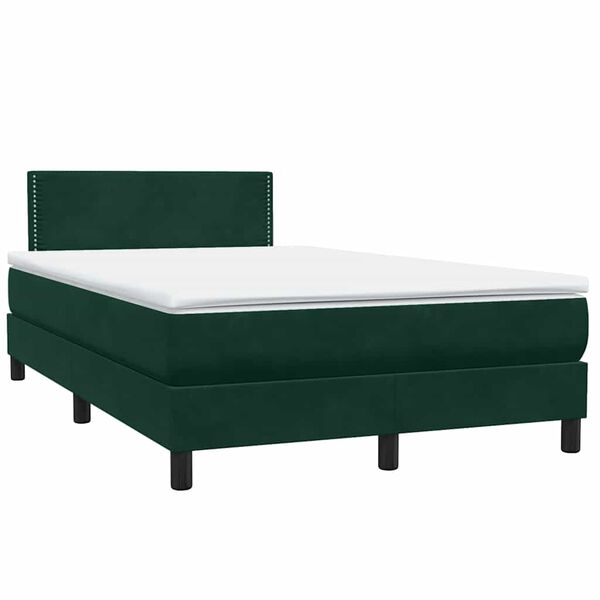 vidaXL Boxspringbett mit Matratze Dunkelgr&uuml;n 120x210 cm Samt