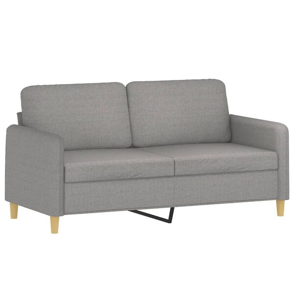 vidaXL 2-Sitzer-Sofa mit Kissen Hellgrau 140 cm Stoff
