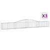 vidaXL Gabionen mit Hochbogen 3 Stk. 400x30x40/60 cm Verzinktes Eisen